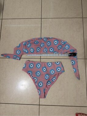 Evil Eye 🧿 Blue Target-Print Two-Piece Swim Set- Custom made.